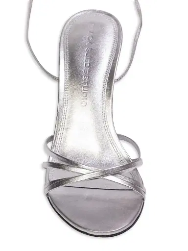 Black Suede Studio Women's Tally 80MM Sandals - Silver Metallic Leather - Size 12 | Thumbnail 3 Black Suede Studio Women's Tally 80MM Sandals - Silver Metallic Leather - Size 12 | Thumbnail 3