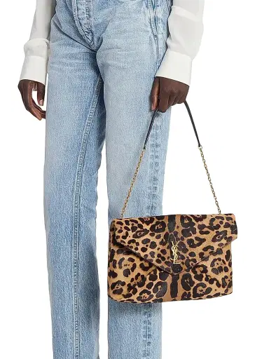 Saint Laurent Women's Cassandre Large Pouch on Chain in Pony Hair Leather | Thumbnail 2