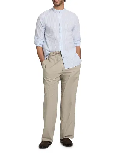 OFFICINE GÉNÉRALE Men's Gaston Striped Seersucker Cotton Shirt | Thumbnail 2