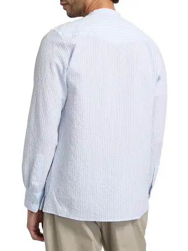 OFFICINE GÉNÉRALE Men's Gaston Striped Seersucker Cotton Shirt | Thumbnail 5