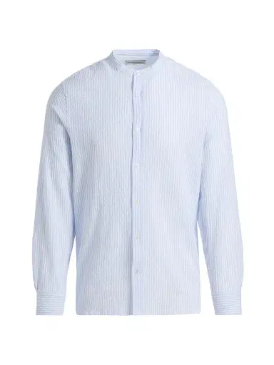 OFFICINE GÉNÉRALE Men's Gaston Striped Seersucker Cotton Shirt | Thumbnail 1