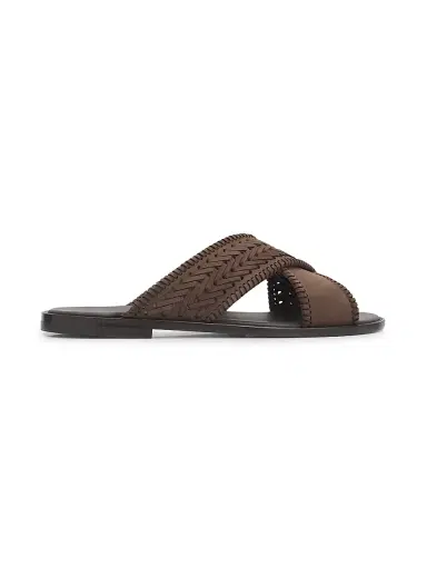 Manolo Blahnik Men's Tex Woven Suede Sandals - Dark Brown - Size 12 | Thumbnail 1 Manolo Blahnik Men's Tex Woven Suede Sandals - Dark Brown - Size 12 | Thumbnail 1