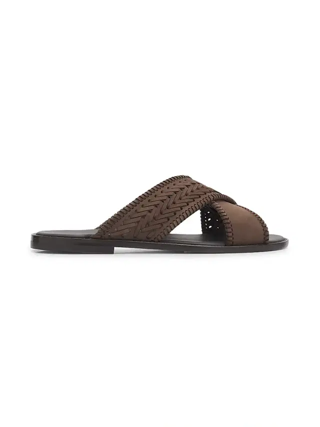 Men's Tex Woven Suede Sandals - Dark Brown