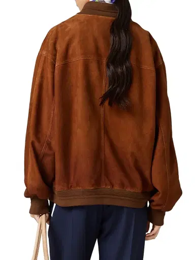 Miu Miu Women's Waxed Suede Jacket - Brown | Thumbnail 3