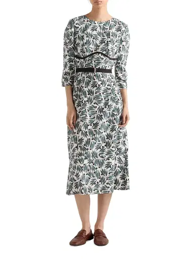 Prada Women's Printed Pongé Dress - Green - Size 8 | Thumbnail 2