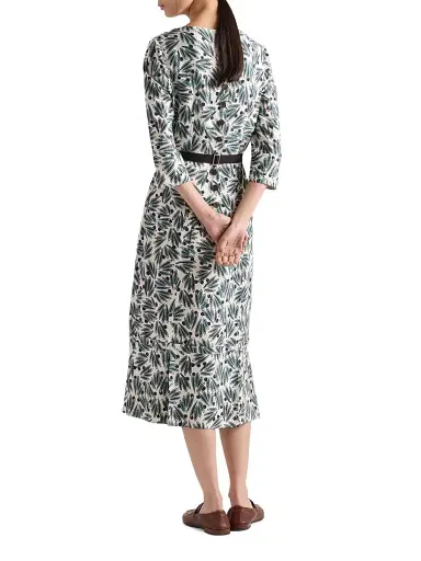Prada Women's Printed Pongé Dress - Green - Size 8 | Thumbnail 3