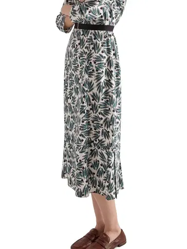 Prada Women's Printed Pongé Dress - Green - Size 8 | Thumbnail 5