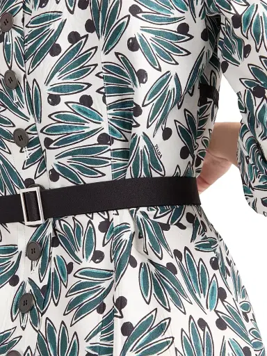 Prada Women's Printed Pongé Dress - Green - Size 8 | Thumbnail 6