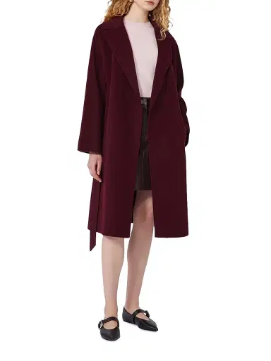 Weekend Max Mara Women's Double Faced Wool Blend Robe Coat - Bordeaux - Size 16 | Thumbnail 4