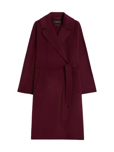 Weekend Max Mara Women's Double Faced Wool Blend Robe Coat - Bordeaux - Size 16 | Thumbnail 1