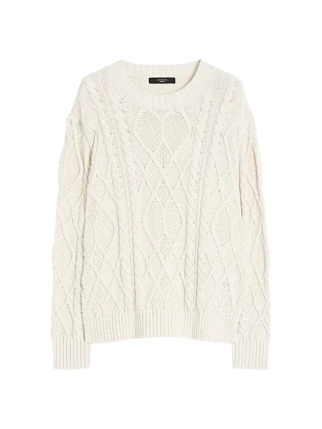 Weekend Max Mara Women's Cable and Diamond Knit Cotton Sweater - Ecru