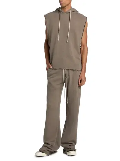 Rick Owens Men's Drawstring Sleeveless Cotton Hoodie - Dust - Size XXL | Thumbnail 2 Rick Owens Men's Drawstring Sleeveless Cotton Hoodie - Dust - Size XXL | Thumbnail 2