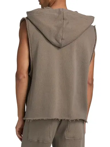 Rick Owens Men's Drawstring Sleeveless Cotton Hoodie - Dust - Size XXL | Thumbnail 5 Rick Owens Men's Drawstring Sleeveless Cotton Hoodie - Dust - Size XXL | Thumbnail 5