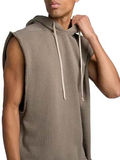 Rick Owens Men's Drawstring Sleeveless Cotton Hoodie - Dust - Size XXL | Thumbnail 6 Rick Owens Men's Drawstring Sleeveless Cotton Hoodie - Dust - Size XXL | Thumbnail 6