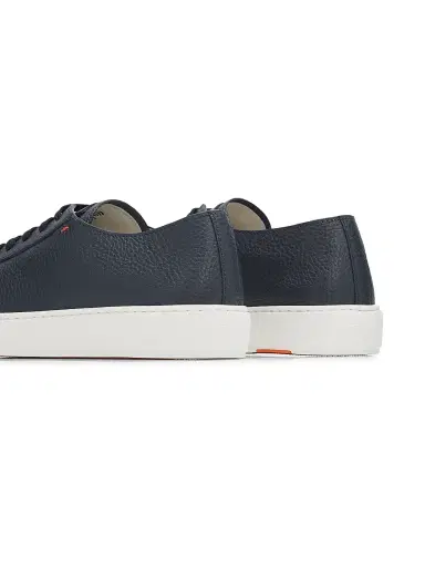 Santoni Men's Burnished Leather Low-Top Sneakers - Blue - Size 13 | Thumbnail 3 Santoni Men's Burnished Leather Low-Top Sneakers - Blue - Size 13 | Thumbnail 3