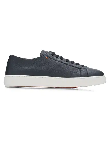 Santoni Men's Burnished Leather Low-Top Sneakers - Blue - Size 13 | Thumbnail 1 Santoni Men's Burnished Leather Low-Top Sneakers - Blue - Size 13 | Thumbnail 1