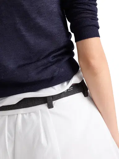 Prada Women's Poplin and Rush Stitch Miniskirt - White | Thumbnail 6