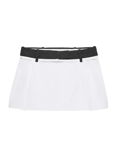 Prada Women's Poplin and Rush Stitch Miniskirt - White | Thumbnail 1