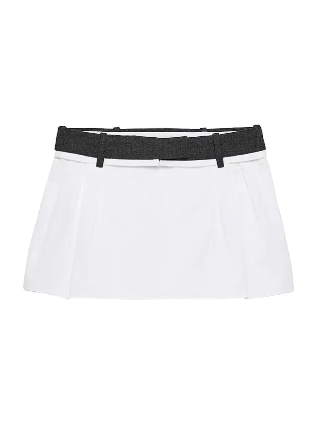 Women's Poplin and Rush Stitch Miniskirt - White