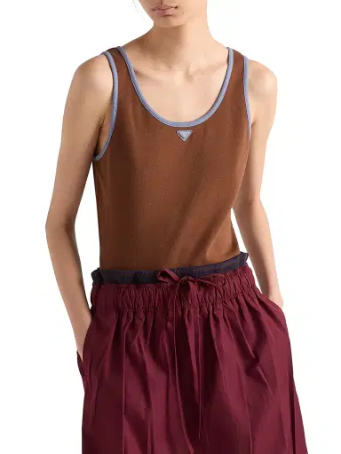 Prada Women's Old Cotton Tank Top - Brown - Size 6 | Thumbnail 2