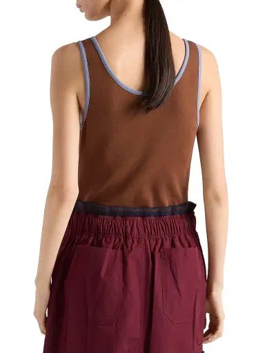Prada Women's Old Cotton Tank Top - Brown - Size 6 | Thumbnail 3