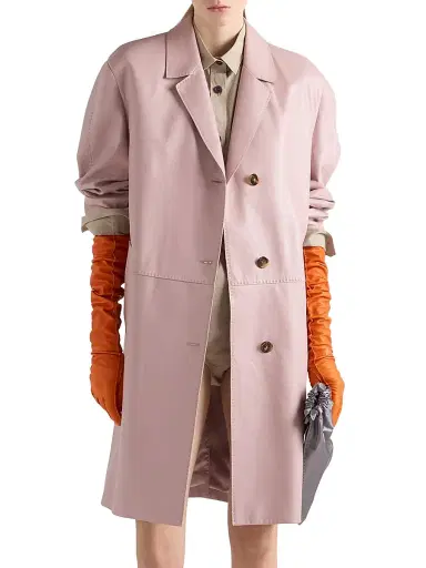 Prada Women's Nappa Leather Coat - Pink - Size 8 | Thumbnail 2