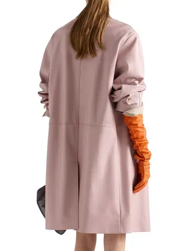 Prada Women's Nappa Leather Coat - Pink - Size 8 | Thumbnail 3