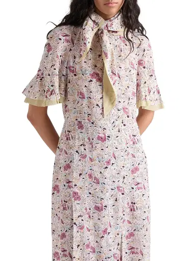 Prada Women's Floral Print Georgette Dress | Thumbnail 4