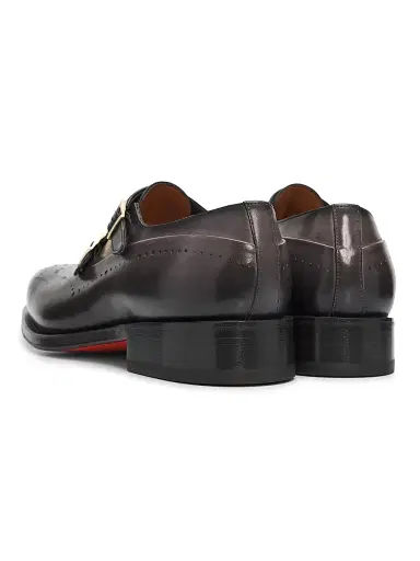 Santoni Men's Kaj Monk-Strap Leather Brogues - Grey - Size 13 | Thumbnail 3 Santoni Men's Kaj Monk-Strap Leather Brogues - Grey - Size 13 | Thumbnail 3