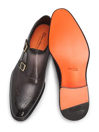 Santoni Men's Kaj Monk-Strap Leather Brogues - Grey - Size 13 | Thumbnail 5 Santoni Men's Kaj Monk-Strap Leather Brogues - Grey - Size 13 | Thumbnail 5