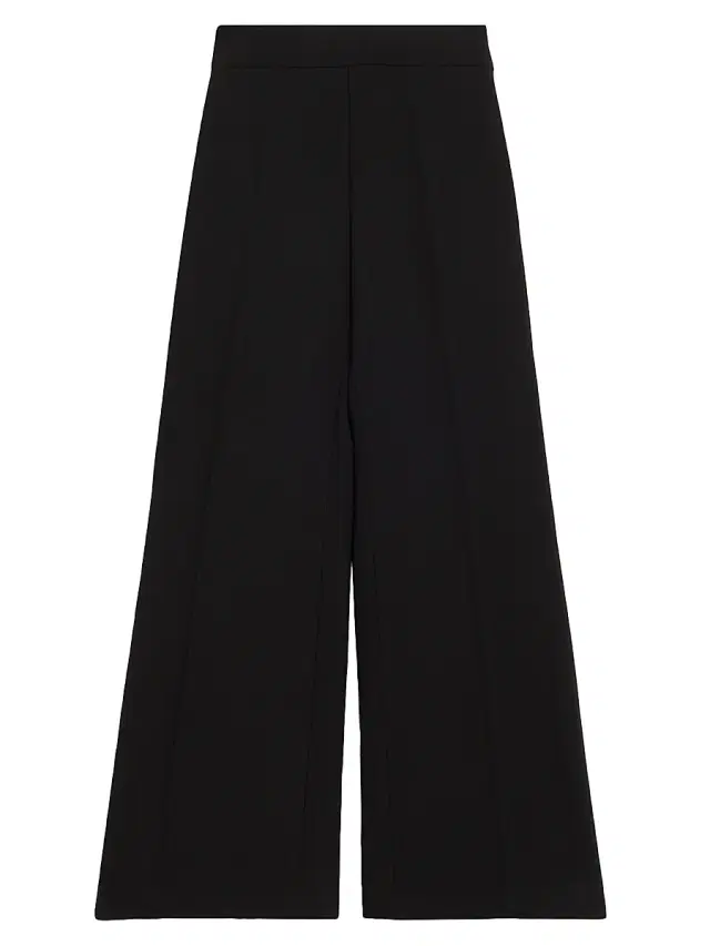 Women's Wool High-Rise Wide-Leg Pants - Black