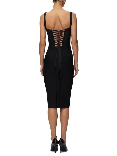 Hervé Léger Women's The Neri Bandage Midi-Dress - Black - Size XL | Thumbnail 4