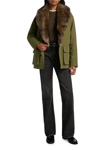Nili Lotan Women's Ronay Shearling-Trimmed Cotton Parka - Olive Green | Thumbnail 2