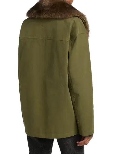 Nili Lotan Women's Ronay Shearling-Trimmed Cotton Parka - Olive Green | Thumbnail 5