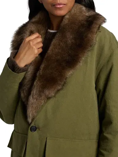 Nili Lotan Women's Ronay Shearling-Trimmed Cotton Parka - Olive Green | Thumbnail 7