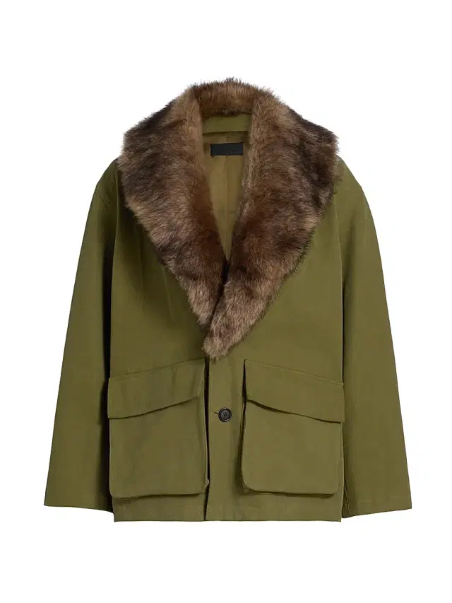 Women's Ronay Shearling-Trimmed Cotton Parka - Olive Green