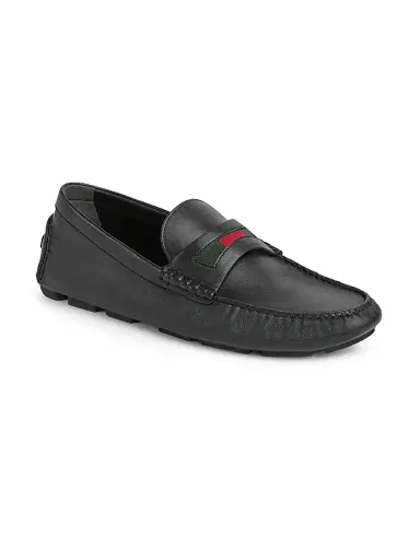 Gucci Men's Embroidered Web Leather Driving Loafers | Thumbnail 2 Gucci Men's Embroidered Web Leather Driving Loafers | Thumbnail 2