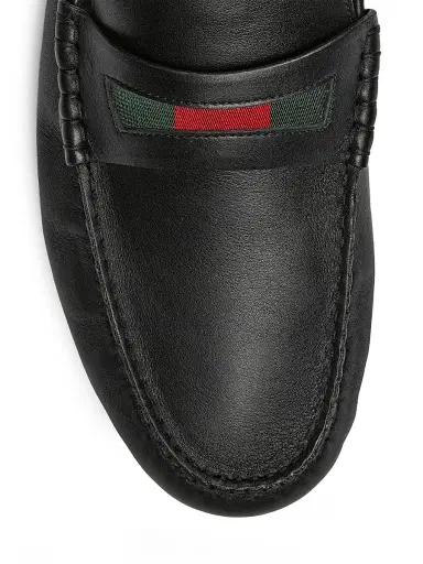Gucci Men's Embroidered Web Leather Driving Loafers | Thumbnail 5 Gucci Men's Embroidered Web Leather Driving Loafers | Thumbnail 5