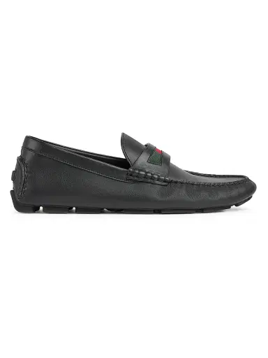Gucci Men's Embroidered Web Leather Driving Loafers | Thumbnail 1 Gucci Men's Embroidered Web Leather Driving Loafers | Thumbnail 1