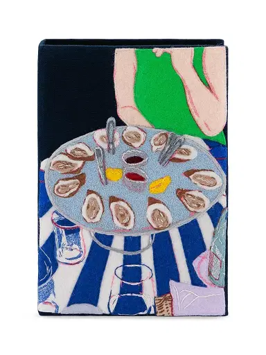 Olympia Le Tan Women's Oysters In Miami Embroidered Book Clutch - Ultra Eclipse | Thumbnail 1 Olympia Le Tan Women's Oysters In Miami Embroidered Book Clutch - Ultra Eclipse | Thumbnail 1