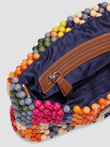 STAUD Women's Beaded Leather Shoulder Bag - Multi Bayadere Stripe | Thumbnail 5 STAUD Women's Beaded Leather Shoulder Bag - Multi Bayadere Stripe | Thumbnail 5