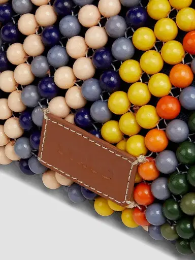 STAUD Women's Beaded Leather Shoulder Bag - Multi Bayadere Stripe | Thumbnail 6 STAUD Women's Beaded Leather Shoulder Bag - Multi Bayadere Stripe | Thumbnail 6