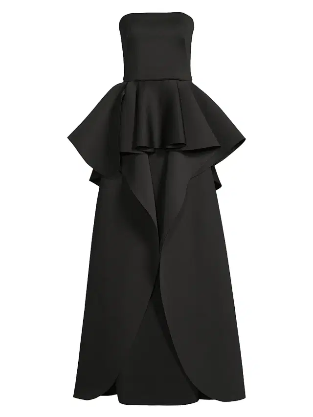 Black Halo Women's Avenia Peplum Strapless Gown - Black