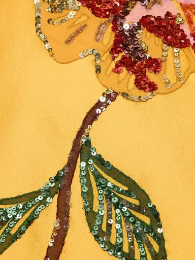 Amsale Women's Embellished Floral Mikado Cocktail Dress - Marigold - Size 6 | Thumbnail 7 Amsale Women's Embellished Floral Mikado Cocktail Dress - Marigold - Size 6 | Thumbnail 7