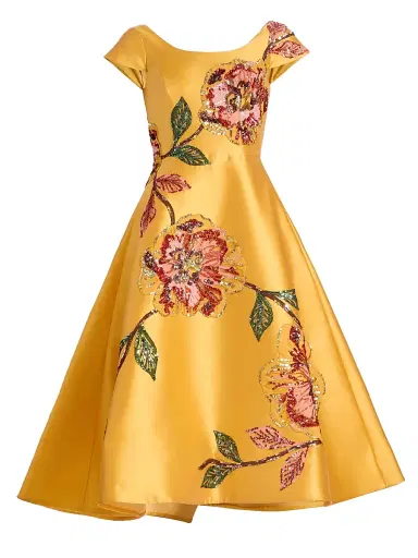 Amsale Women's Embellished Floral Mikado Cocktail Dress - Marigold - Size 6 | Thumbnail 1 Amsale Women's Embellished Floral Mikado Cocktail Dress - Marigold - Size 6 | Thumbnail 1