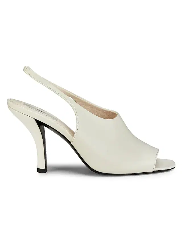 Toteme Women's Contour Naplack 85MM Leather Slingback Sandals - Off White
