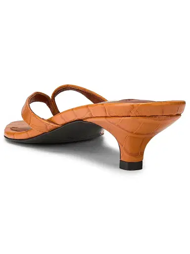 TOTEME Women's Croc-Embossed Leather Kitten-Heel Sandals - Tangerine - Size 12 | Thumbnail 3