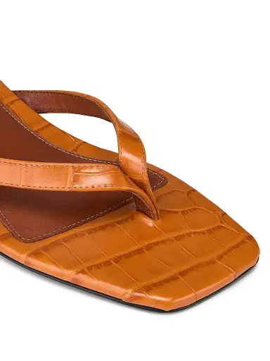 TOTEME Women's Croc-Embossed Leather Kitten-Heel Sandals - Tangerine - Size 12 | Thumbnail 5