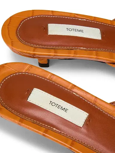 TOTEME Women's Croc-Embossed Leather Kitten-Heel Sandals - Tangerine - Size 12 | Thumbnail 6
