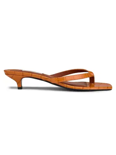 TOTEME Women's Croc-Embossed Leather Kitten-Heel Sandals - Tangerine - Size 12 | Thumbnail 1